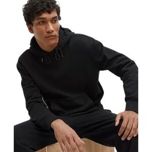 Mode of One Mens Relaxed-Fit Fleece Hoodie Deep Black S NWT